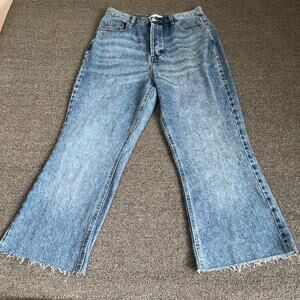 PacSun High Rise Bootcut Jeans Womens 30 Blue Denim Medium Wash Cropped Raw Hem